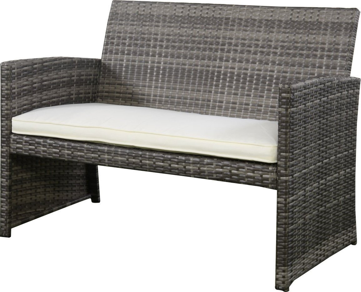 GHP 4pc Gray Rattan Wicker Outdoor Patio Furniture Set