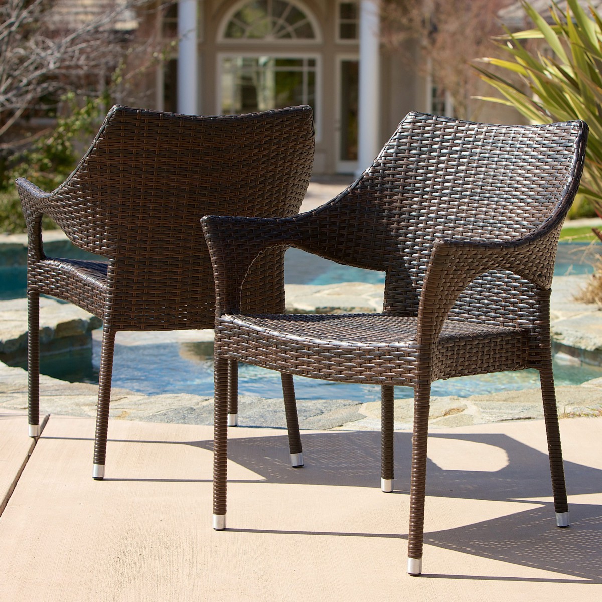 Del Mar 2 Piece Outdoor Stackable Wicker Chairs