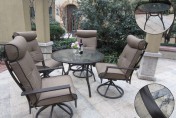 Pebble Lane Living 5 Piece Outdoor Dining Set with Cushioned Swivel Rocking Chairs