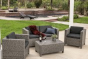 Venice 4 Piece Grey/Black Wicker Outdoor Sectional Sofa Set