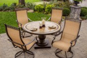 Hanover Monaco 5-Piece Outdoor Dining Set with High-Back Swivel Rocker Chairs