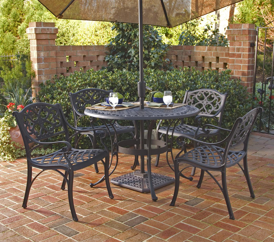 Home Styles Biscayne Round Outdoor Dining Table, Black