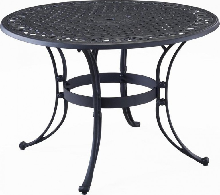 Home Styles Biscayne Round Outdoor Dining Table, Black Patio Table