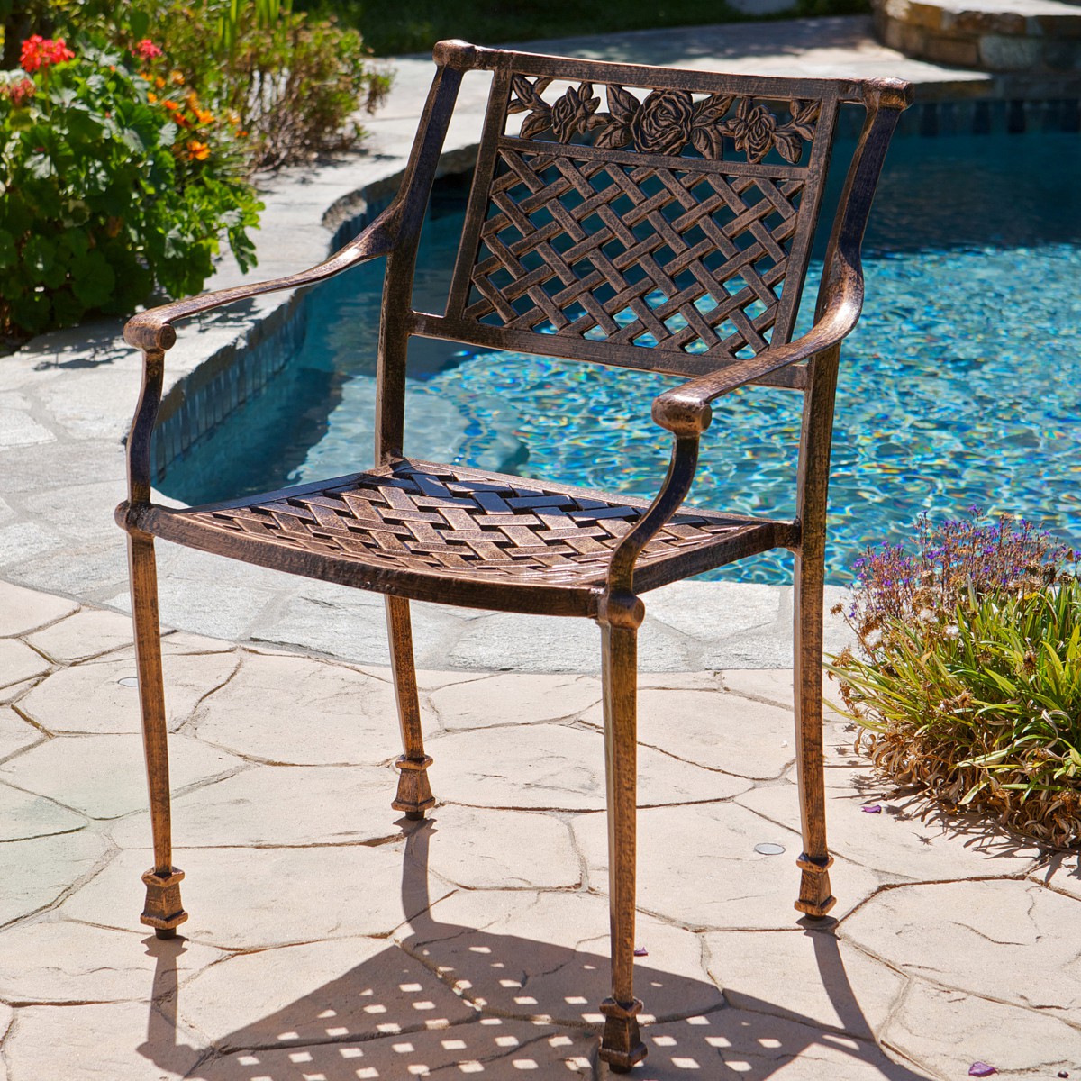 Sebastian Cast Aluminum Outdoor Dining Set In Copper