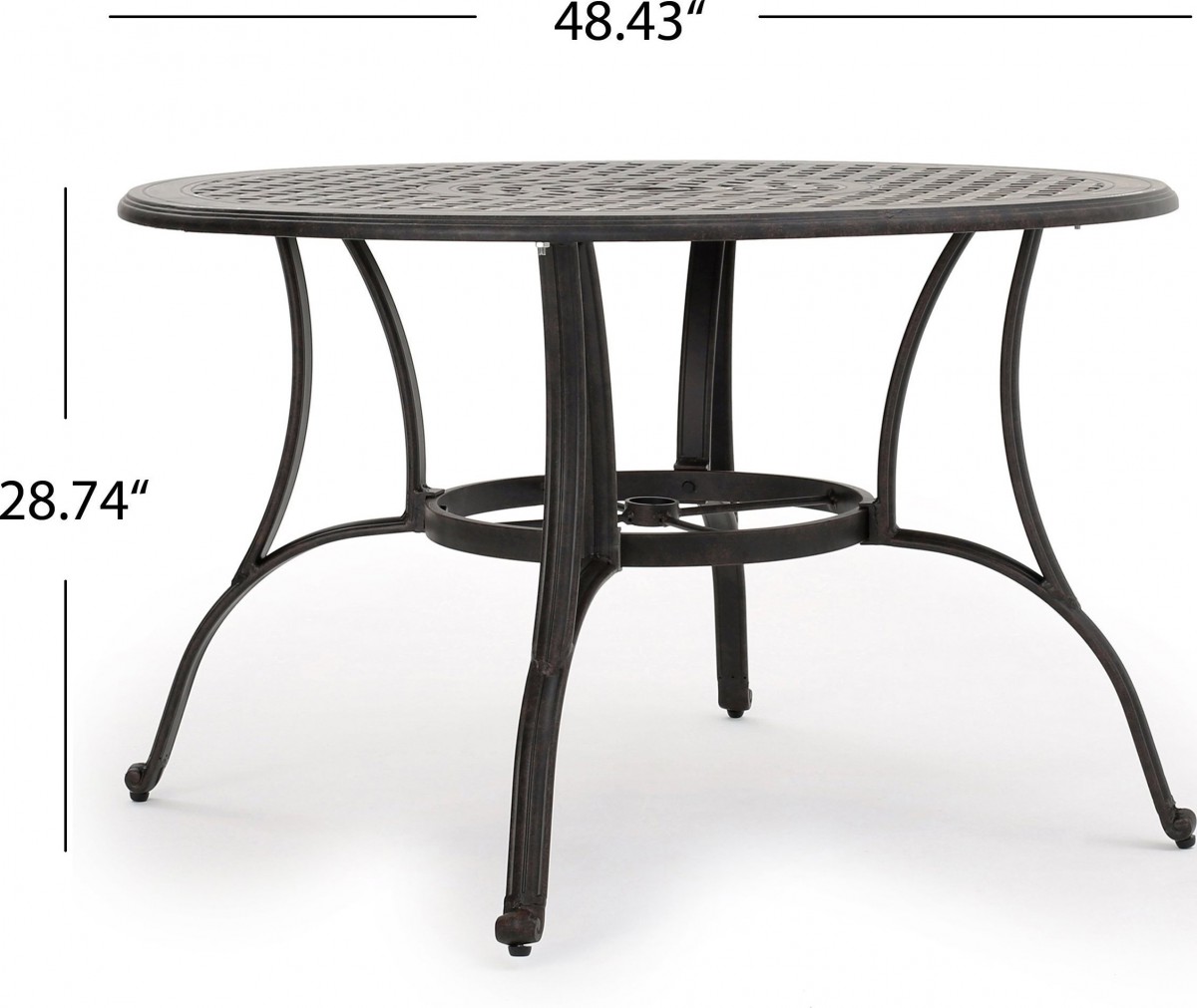 Calandra Cast Aluminum 5 Piece Outdoor Dining Set with 48″ Round Table